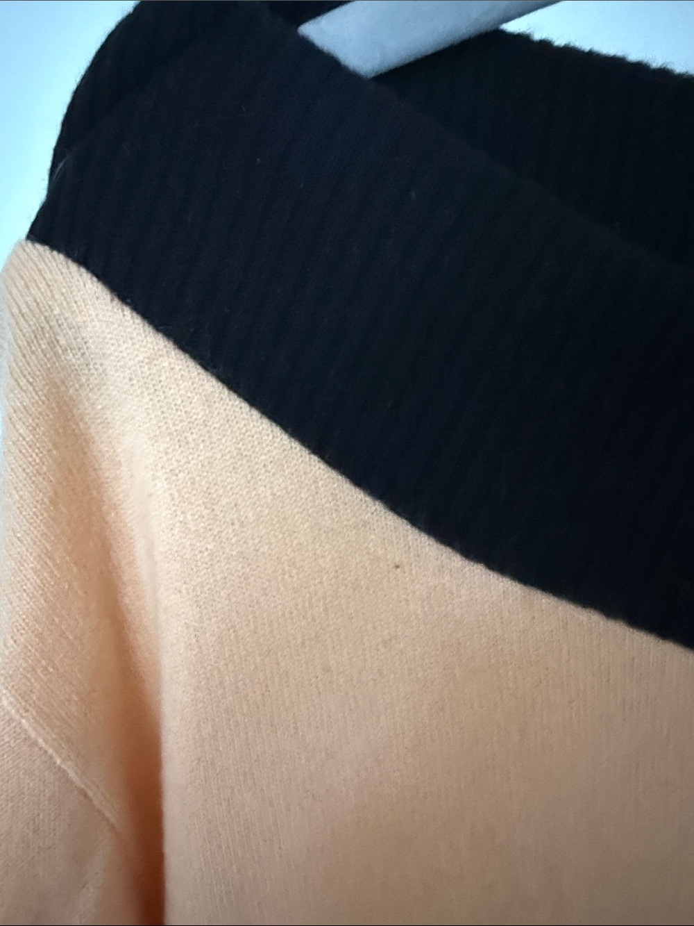 Vintage Lanvin Scottish Cashmere Sweater with Dolman 3/4 Sleeve. Navy/Peach. - Picture 2 of 10